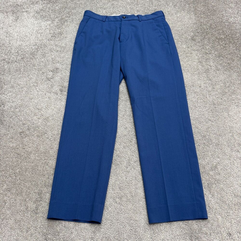 Zara Man Wool Blend Slim Fit Dress Pants Mens 30 Blue Straight Leg Flat Front